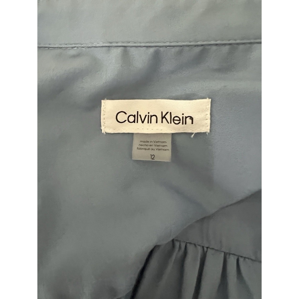Calvin Klein Womens Belted Shirt Dress Long Sleeve Lightweight Blue Size 12 - Picture 6 of 13